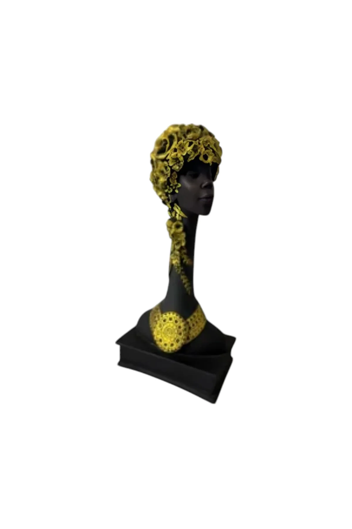 Elegant Black & Gold Lady Bust Sculpture - Image 6