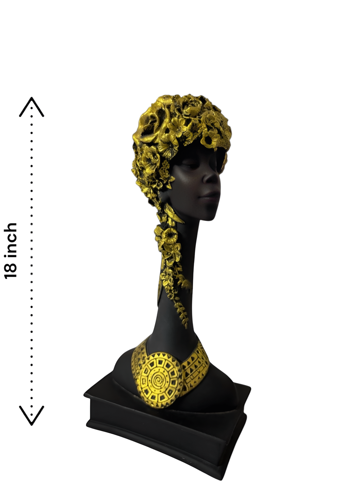 Elegant Black & Gold Lady Bust Sculpture - Image 4