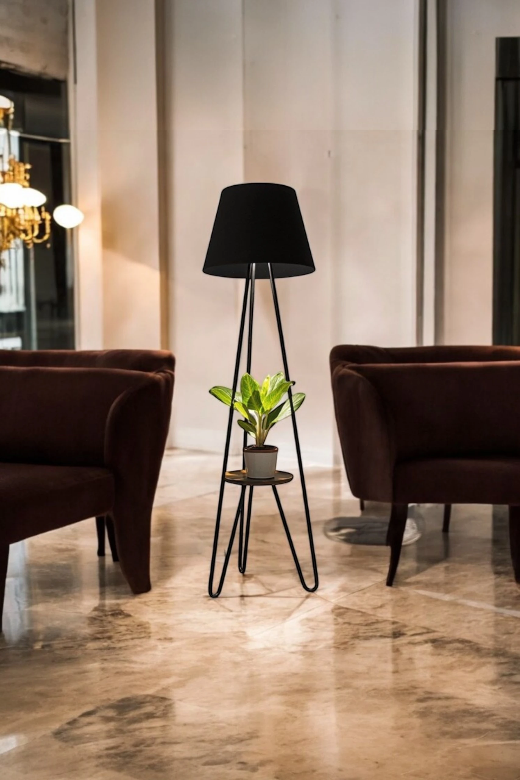 Tripod Floor Lamp with Plant Stand