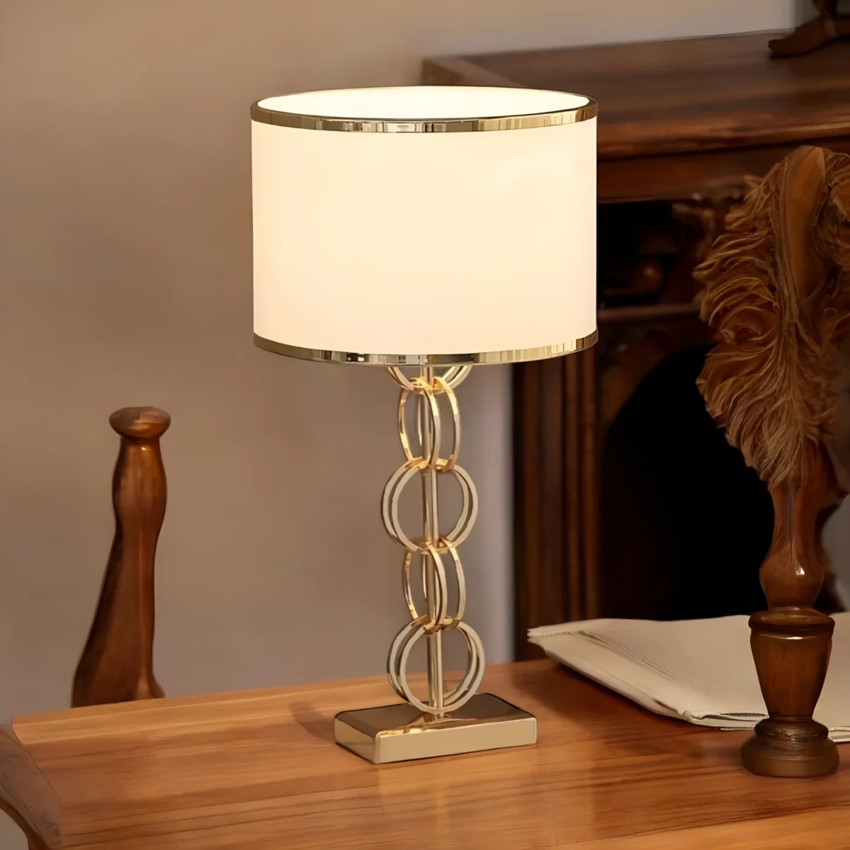 Gold Chain Link Table Lamp - Image 2