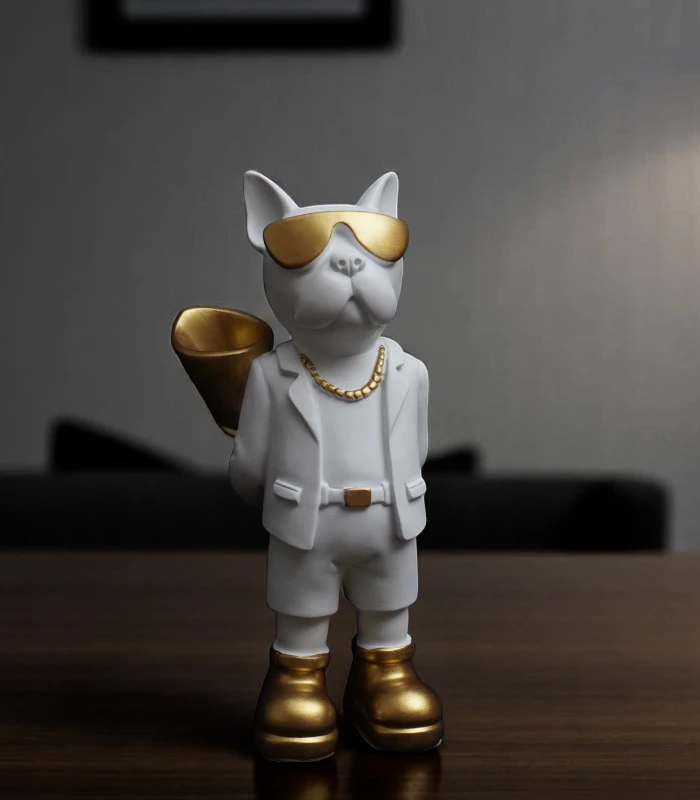WHITE BULL DOG STANDING 1 EDITED-Photoroom White Bulldog Boss Figurine - Image 1