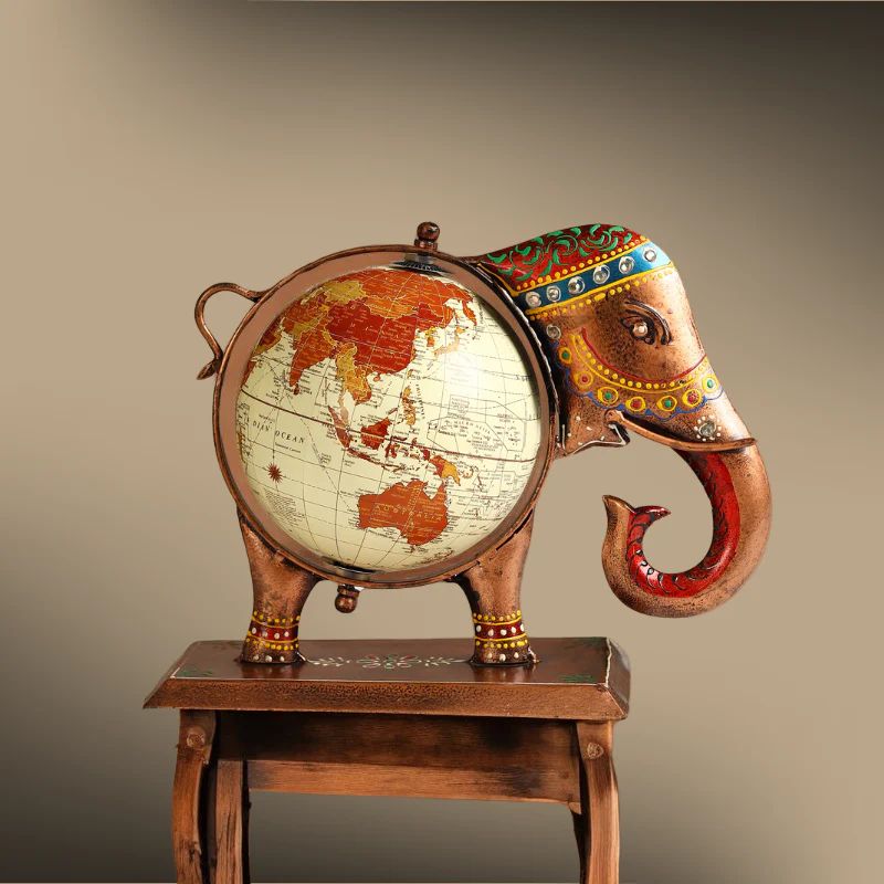 Heritage Elephant Globe Decor- Set of 2