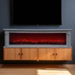 Radiant LED Realistic Flame Living Room Fireplace With Remote – USB- 40 INCH- White